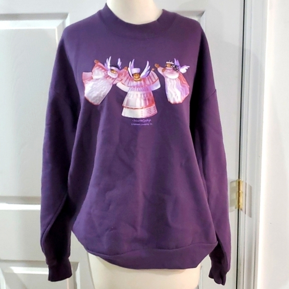 Vintage Hallmark Sweatshirt Mahogany Brown Angels Large - Picture 2 of 12